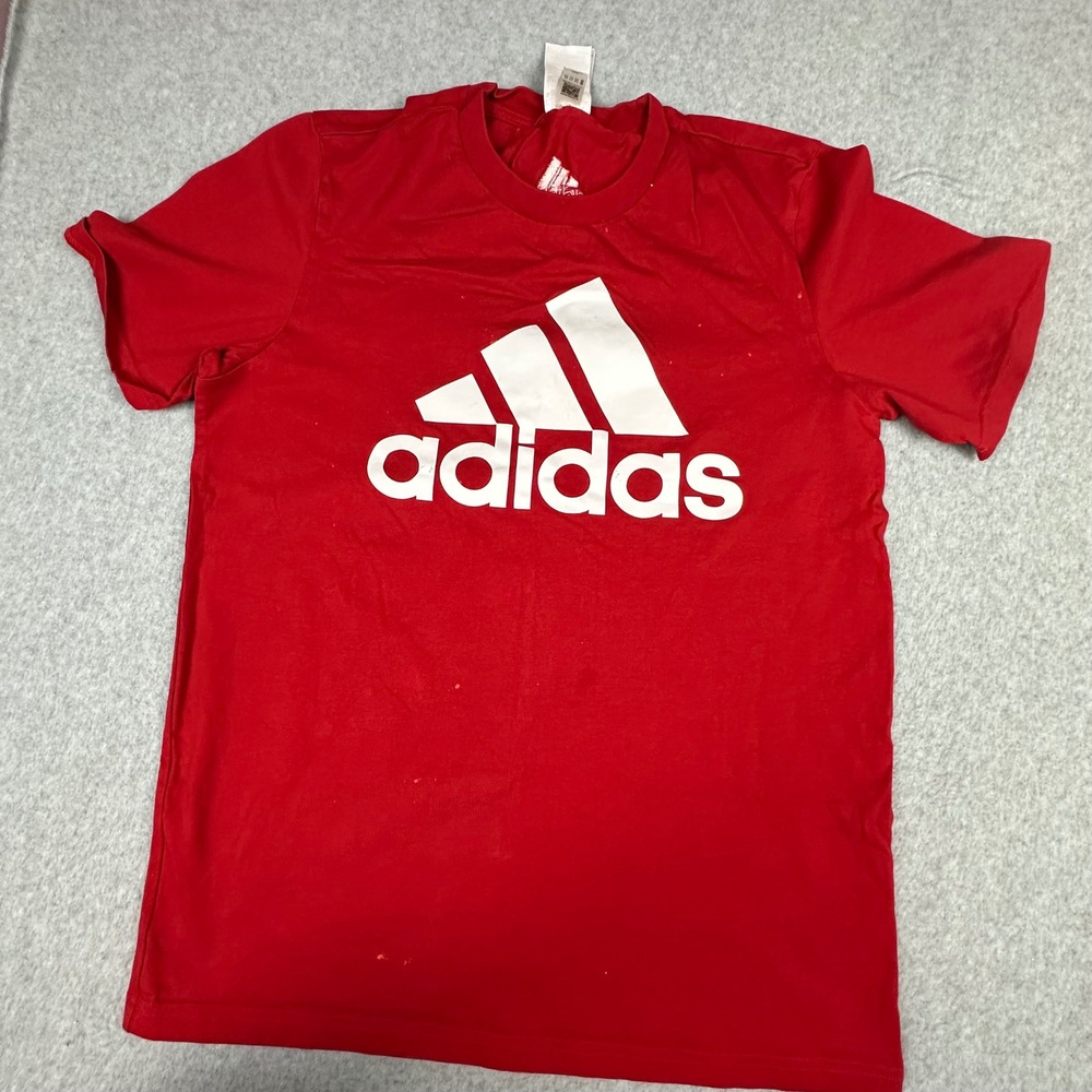 Adidas Womens Red Graphic Logo Short Sleeve T-Shirt Size S ID9352